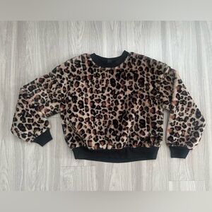 Wild Fable Leopard Print Cropped Fuzzy Sweatshirt XS Animal Print Crewneck NWT